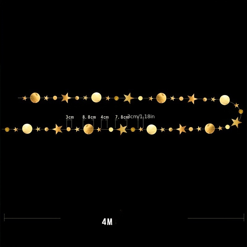 Guirlande Ronde En Papier Fluorescent - Lot De 4, Chaque Guirlande 4 M, Couleurs Arc-en-ciel, Pour Mariage, Fête, Noël