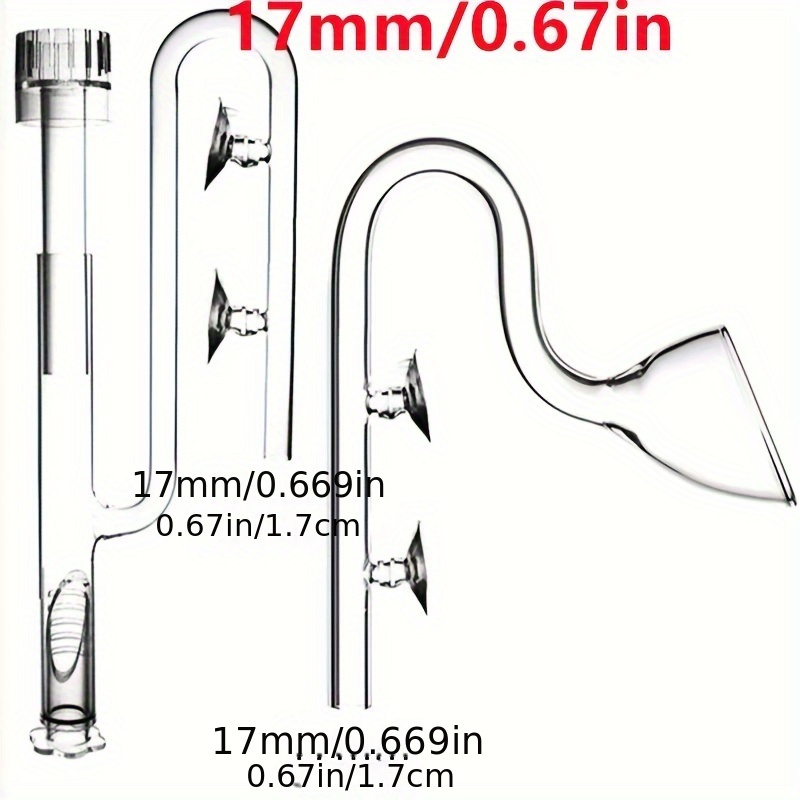 E-shop Klare Glas-Lilienrohr-Abströmung Skimmer-Zulauf mit Saugnapf 13mm 17mm für Aquarium, bepflanztes Fischbecken, aquatisches Filtersystem