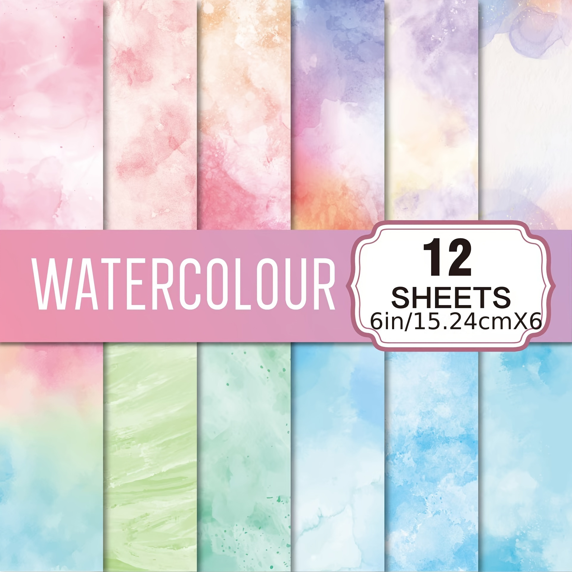 

Bloc aquarelle pour le scrapbooking, la création de collages et les arrières-plans d'album - 12 feuilles artisanal de haute qualité pour aquarelle