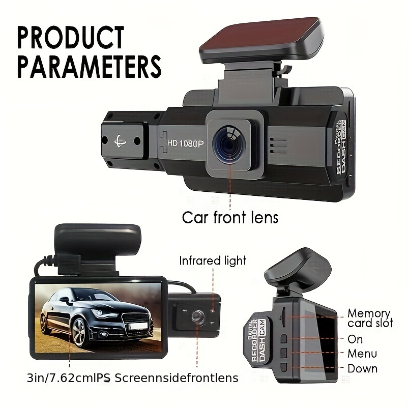 1080p Dual Lens Dash Cam Cars Front Inside Full Hd 1080p Car - Temu