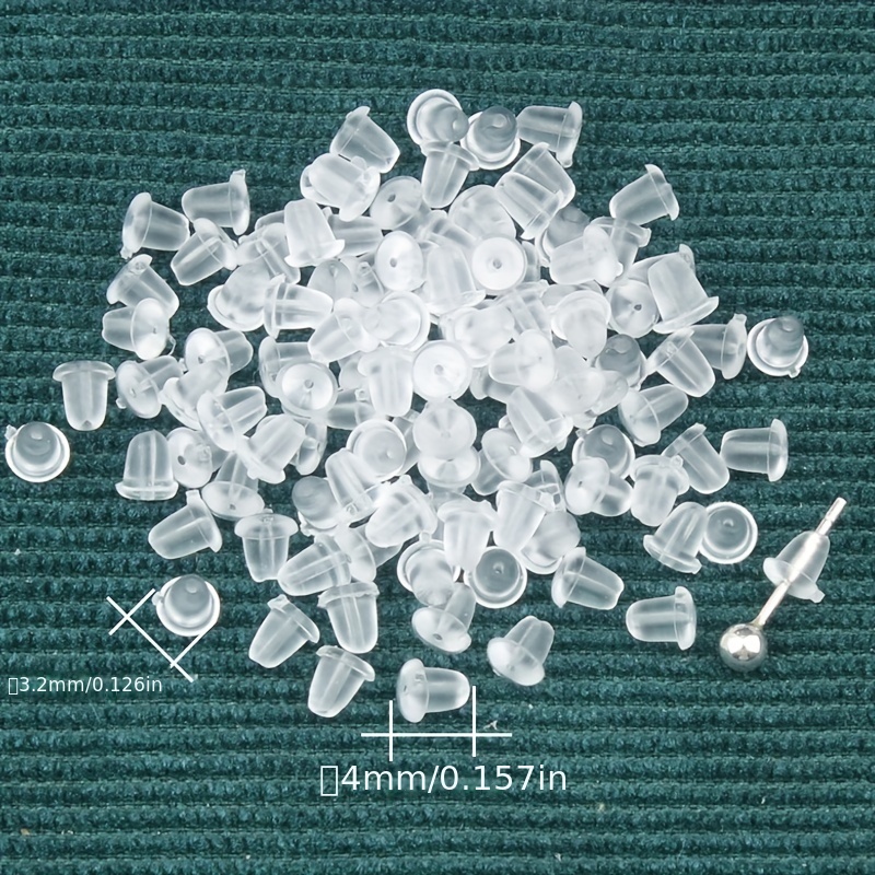 500pcs Clear Rubber Earring Silicone Ear Plug