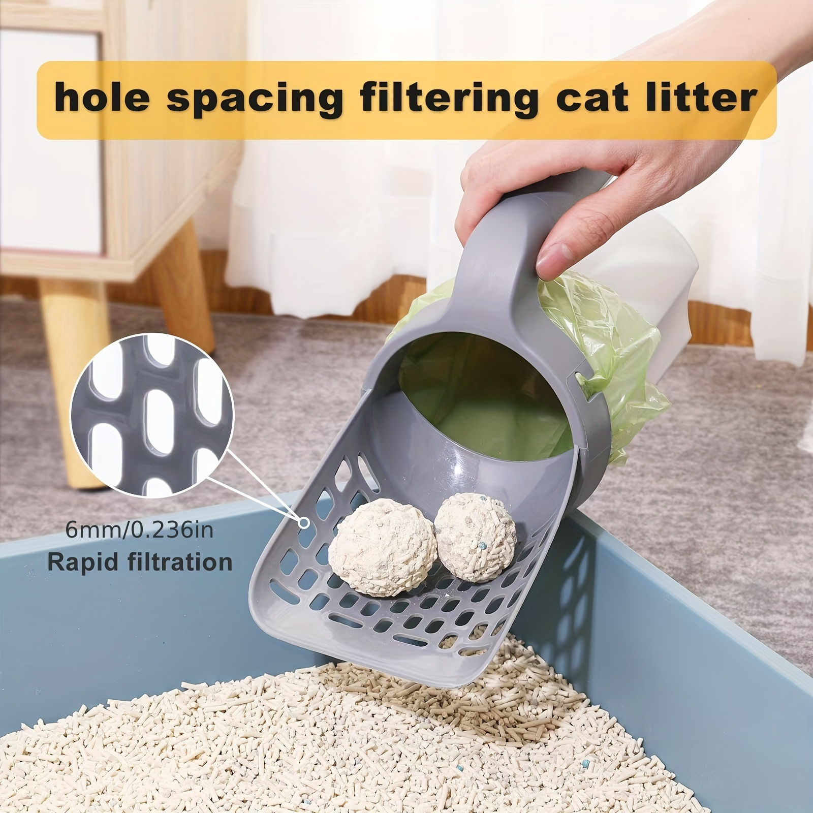 

Integrated Cat Litter Scoop, Cat Litter Box, Built-in Garbage Bag Set, Removable Cleaning Supplies For Pets