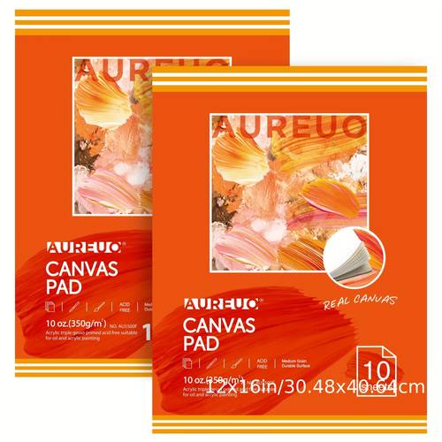 canvas pad for painting 10 sheets 10 oz 12x16 inch 2 pack triple bound cotton canvas paper for oil and acrylic paints art supply for mixed media painting