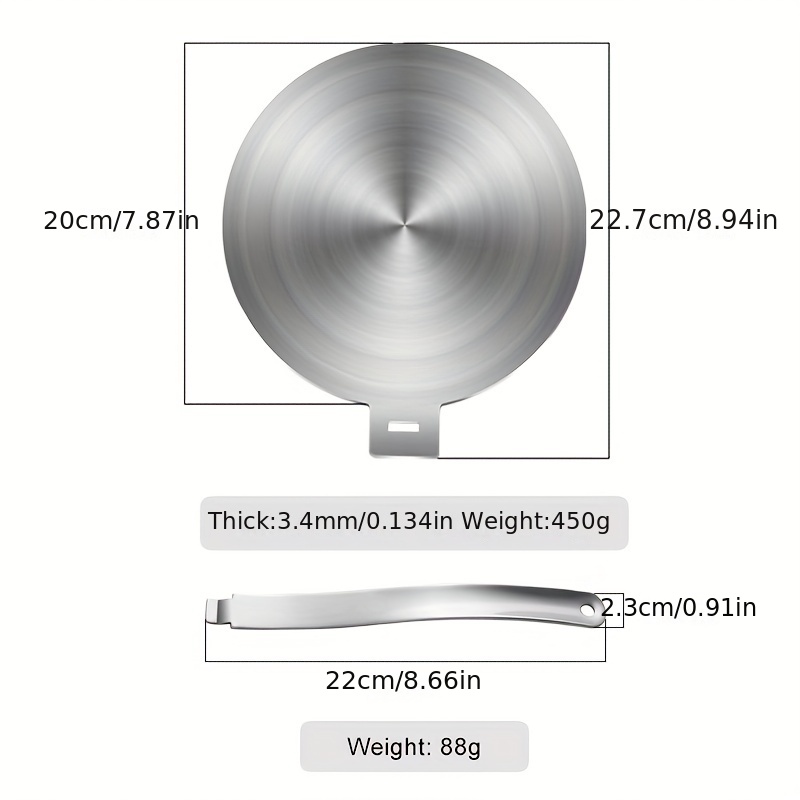  7.87inch Stainless Steel Induction Adapter Plate Heat Diffuser  for Induction Electric Gas Glass Cooktop: Home & Kitchen