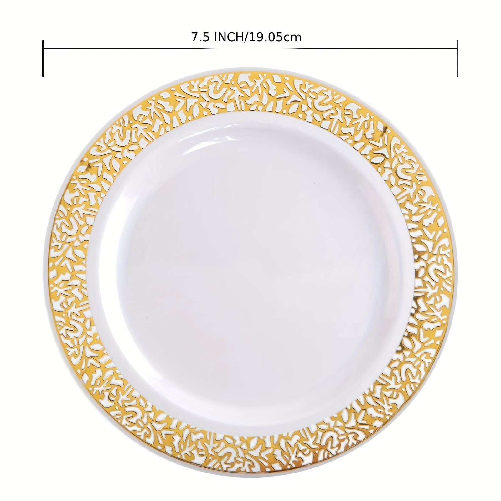 Hioasis 60 platos de plástico dorados, platos desechables con ribete blanco  y dorado, platos desechables dorados de 10.25 pulgadas, perfectos para