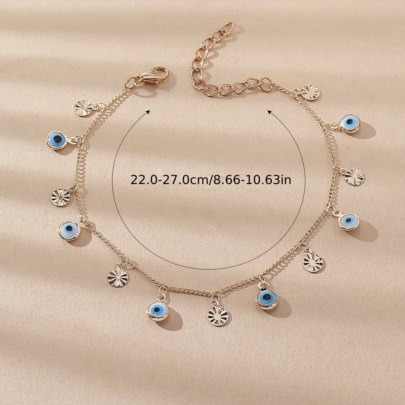 Boho Style Charm Anklet with Devil's Eye Pendant