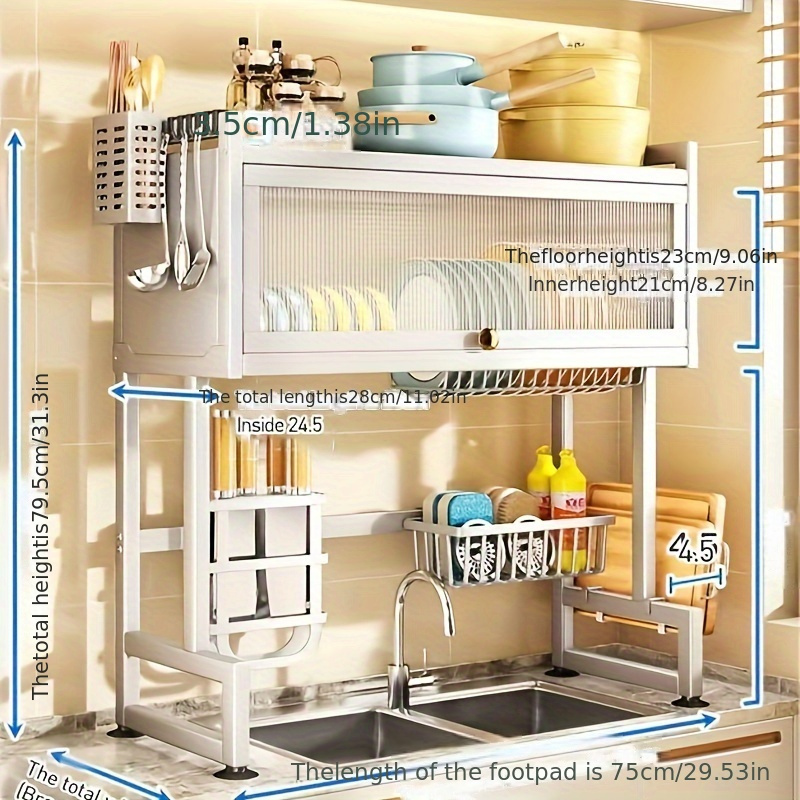 

Home With Cabinet Door Kitchen Storage Rack Sink Dish Tray Storage Rack Drain Rack