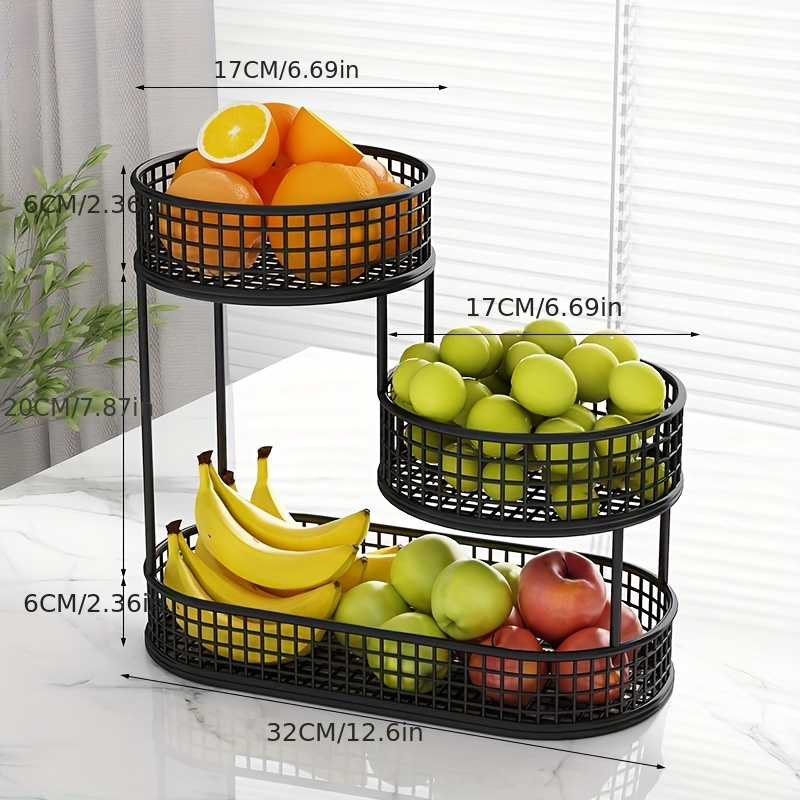 

Elegant Multi-tier Metal Fruit Basket - For Living Room & Coffee Table | Snack And Fruit Holder, 1pc