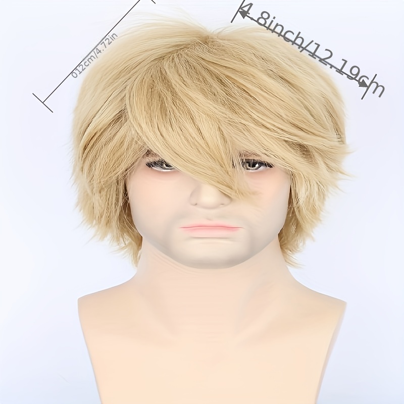 1pc Mens Wig Dirty Blonde Short Layer Fluffy Cosplay Halloween