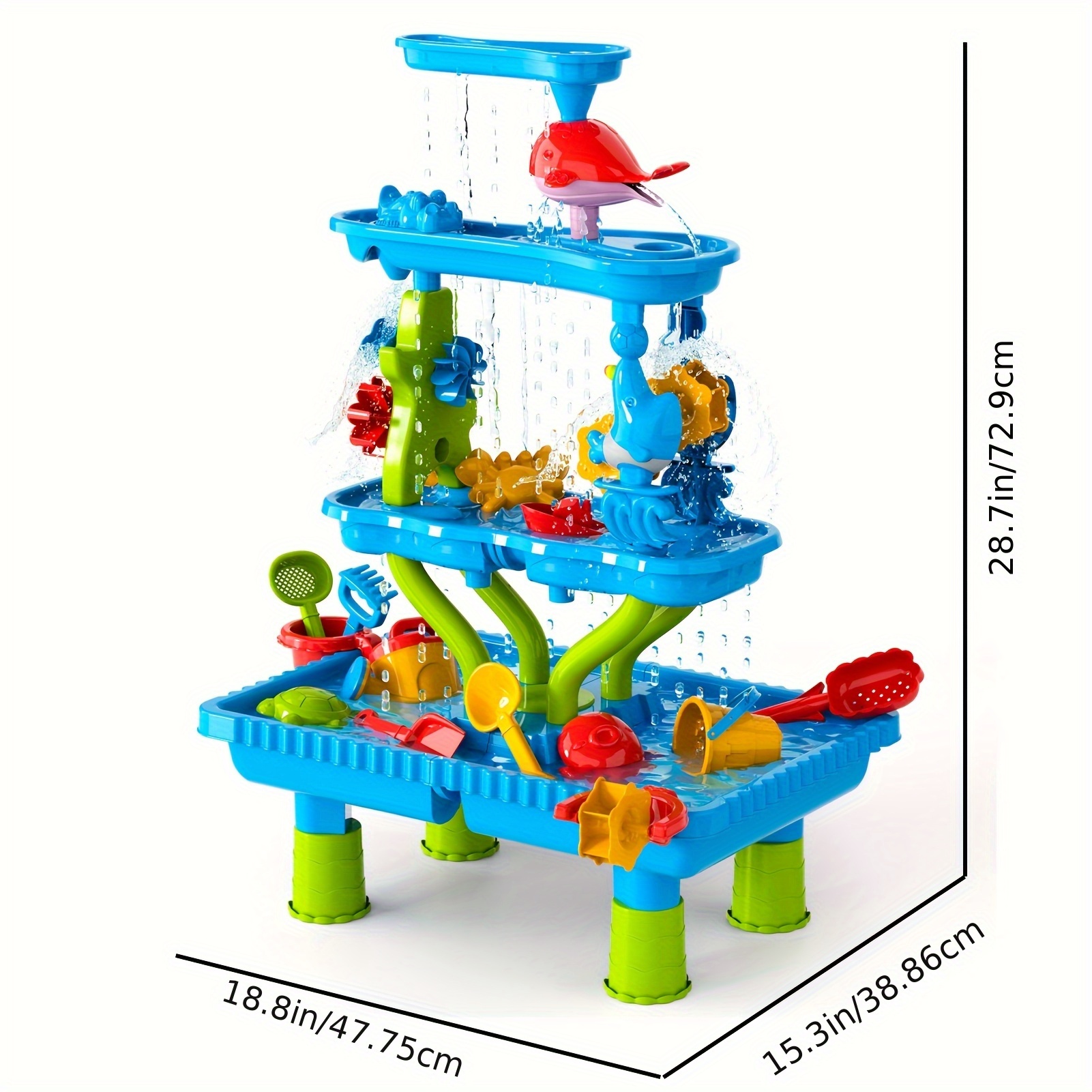 4-stufiger multifunktionaler sand- wasserspieltisch für kinder, outdoor-aktivitätstisch, sommerstrand, poolspielzeug,   als geburtstagsgeschenk für jungen mädchen (zubehörfarben können variieren)