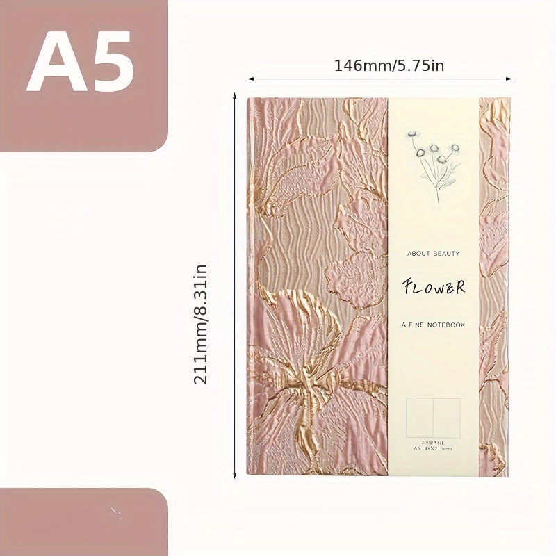 1pc 1pcs Elegant Textured Lily Notebook Compatible For & Journaling - A5 Portable Cover With Textured Cover, Smooth Writing Pages, Options For Students
