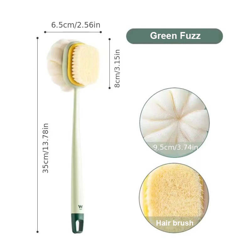 2pc Long Handle Back Body Shower Spa Bath Sponge Brush Exfoliating