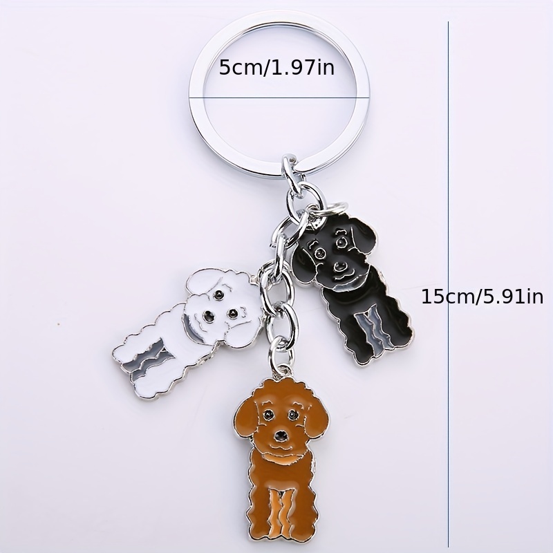 Poodle Puppy Leather Keychain Pendant