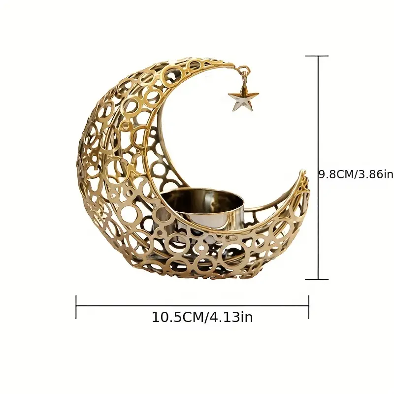 1pc Mondform Kerzenhalter, Eid Ramadan Mubarak Metall Mond Stern