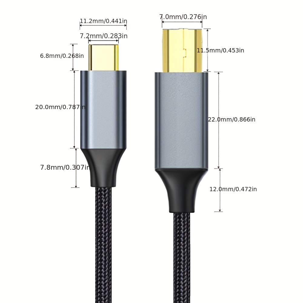 USB C Vers Câble D'imprimante USB B 2.0 Câble Tressé - Temu Canada