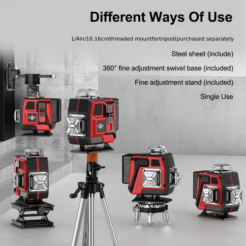 4d laser level with tripod stand dual 2400mah battery 360 self leveling cross line precision for construction floor tiling durable adjustable swivel base fine black