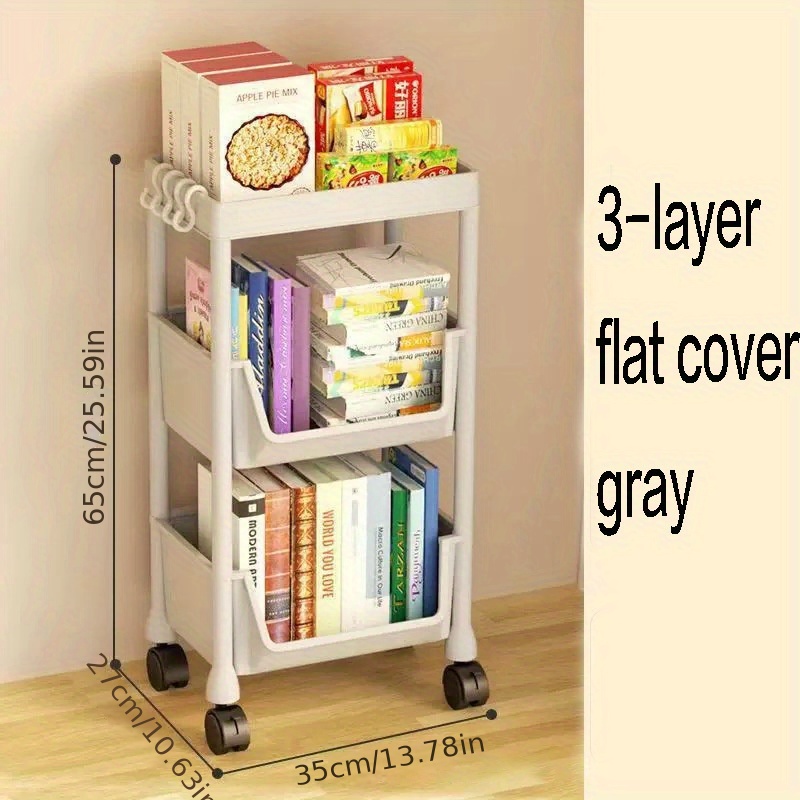 1pc Organizer Storage Clearance Cart 3-layer Bookshelf Storage Rack Office  Portable Bookshelf School Supplies Clearance