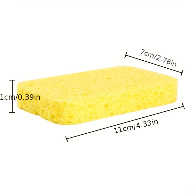 1pc Natural Wood Pulp Sponge Block, 1pc Yellow Dish Scrubber Sponge