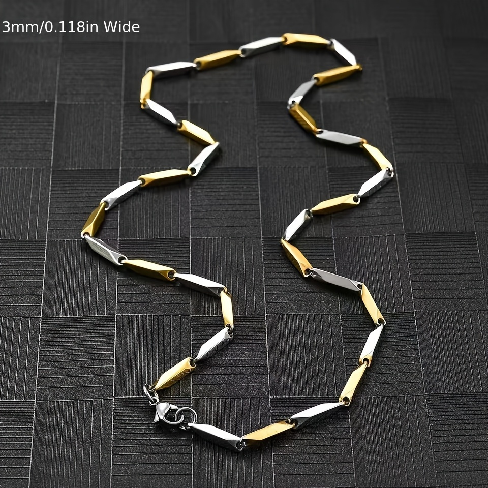 1pc Hiphop 3mm Stainless Steel Men Necklace Rock Square Chain Link Chain Necklace Jewelry Accessory Gift