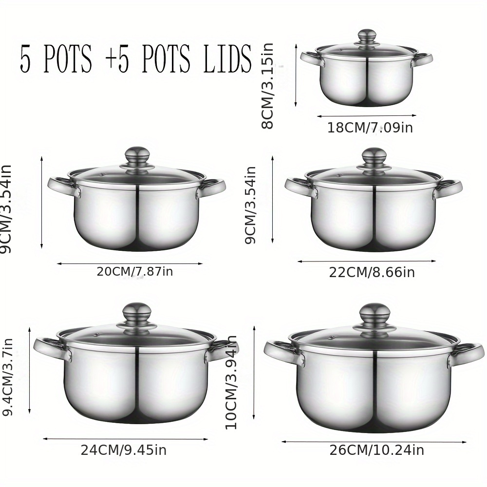 10pcs stainless steel cookware set deep soup pot frying pan more   kitchen   and outdoor use details 4