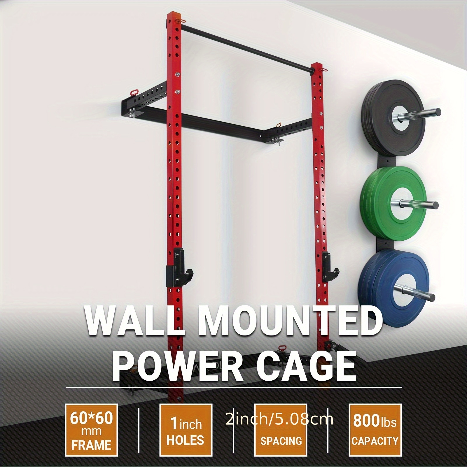 

Folding Squat Rack, 1000 Lbs Capacity With Wall Mounted , Home Fitness Equipment