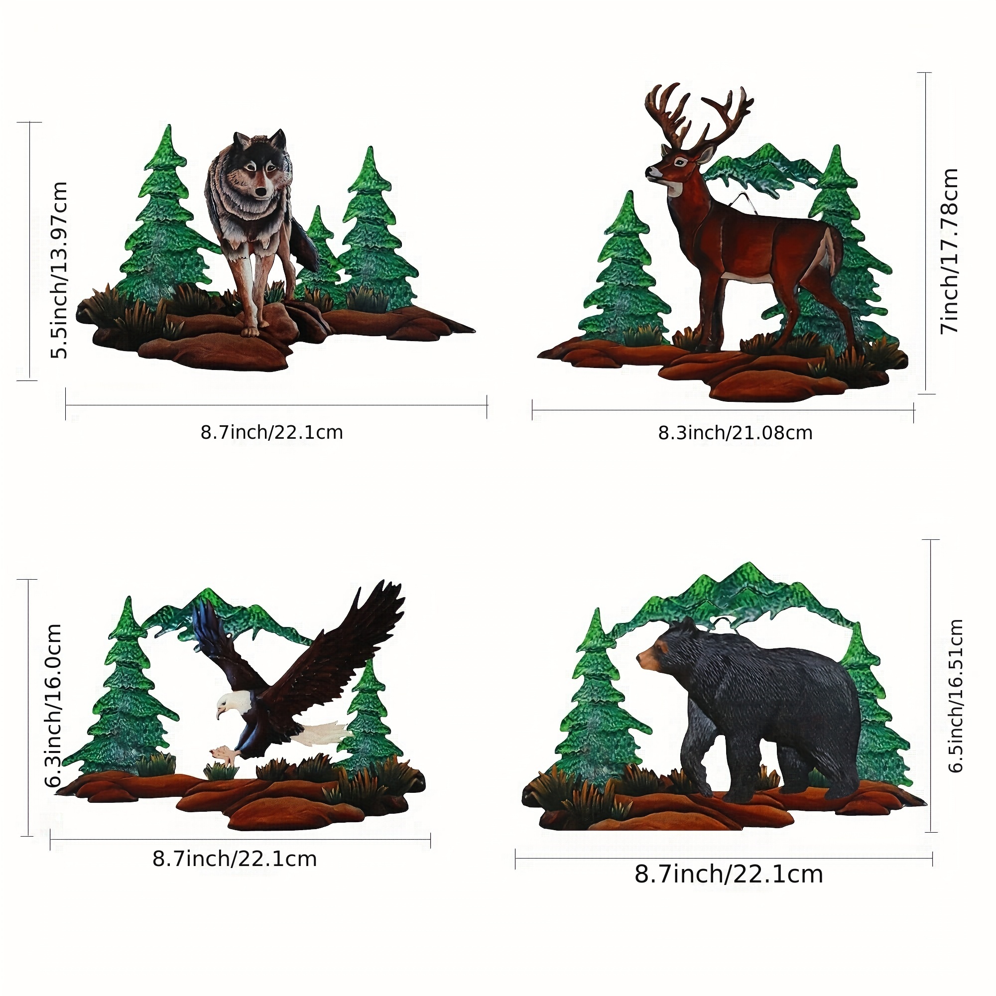 Wild Animal Wall Hanging Decor Deer Bear In The Forest Pine - Temu