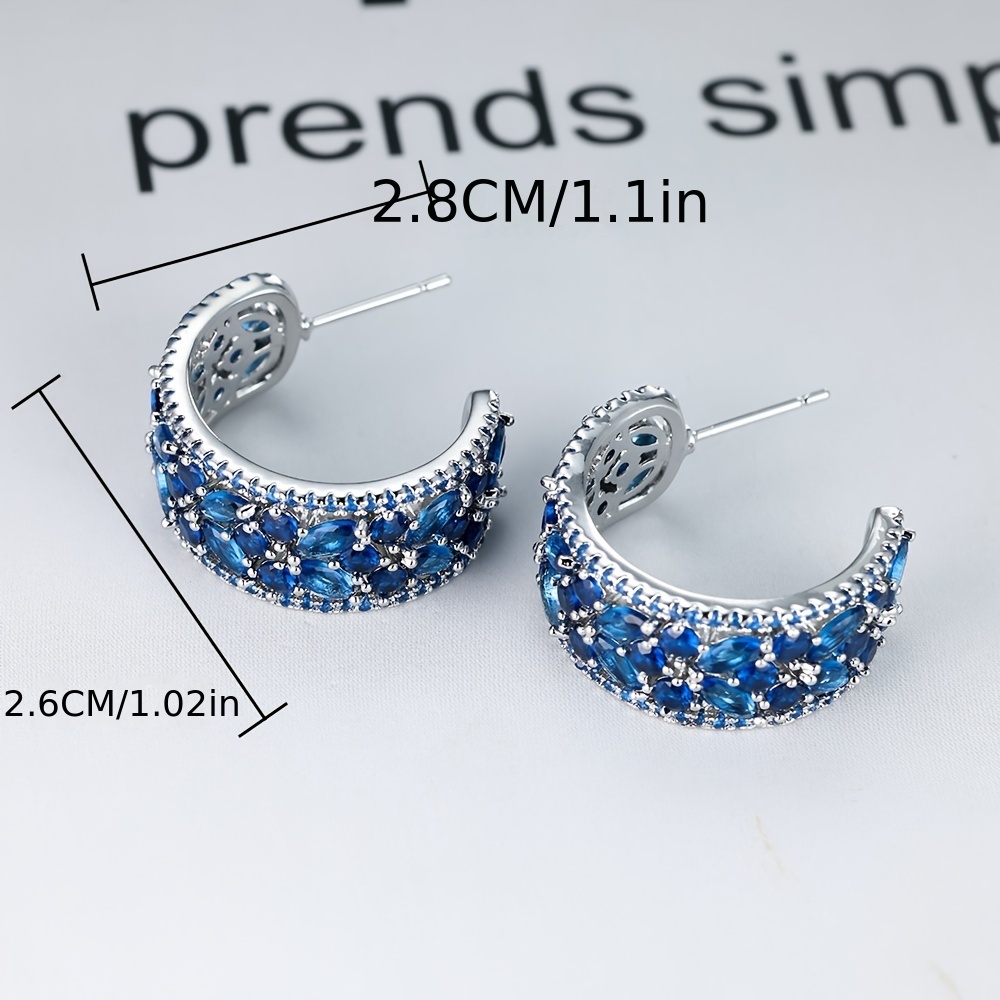 Zirconia C Shaped Dangle Earrings