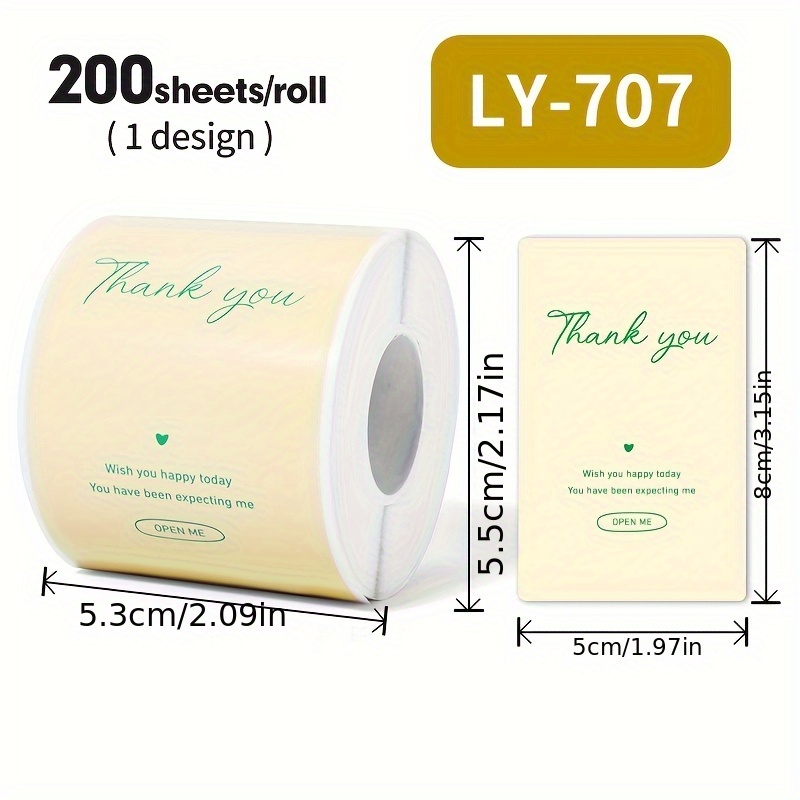 TEMU 200 Stickers/roll Thank You Stickers Holographic Color Sealing Stickers | Cake Bakery Decoration | Gift Packaging | Envelope Greeting Card [seal