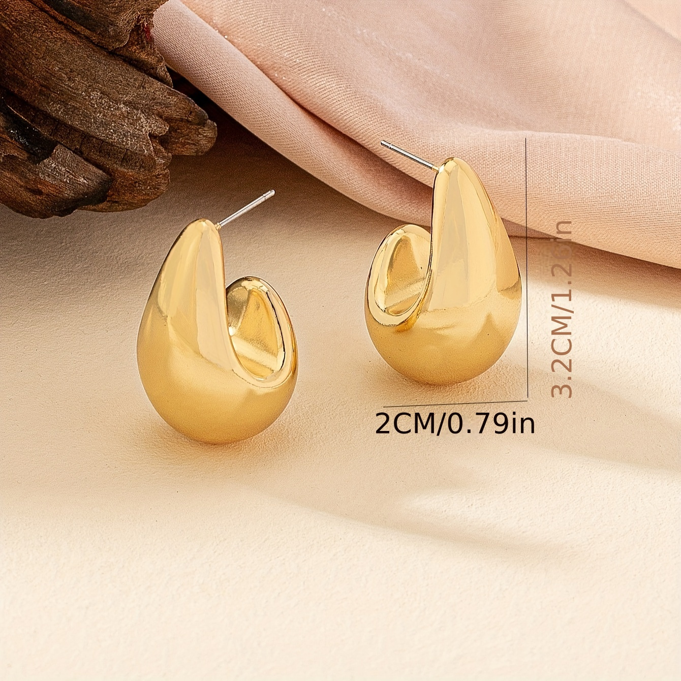Golden Tone Teardrop Earrings Boho Style