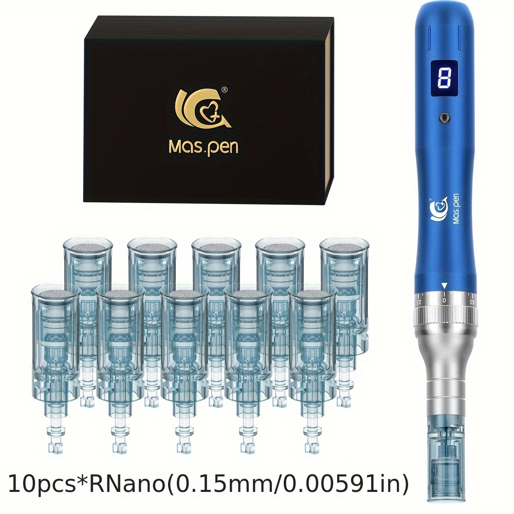 Mas.pen Wireless Derma Pen & -needle Device - 8-speed Adjustable, 10pcs Tips, 0.15mm Replacement Needles Suitable For Boosting,, Skin Or
