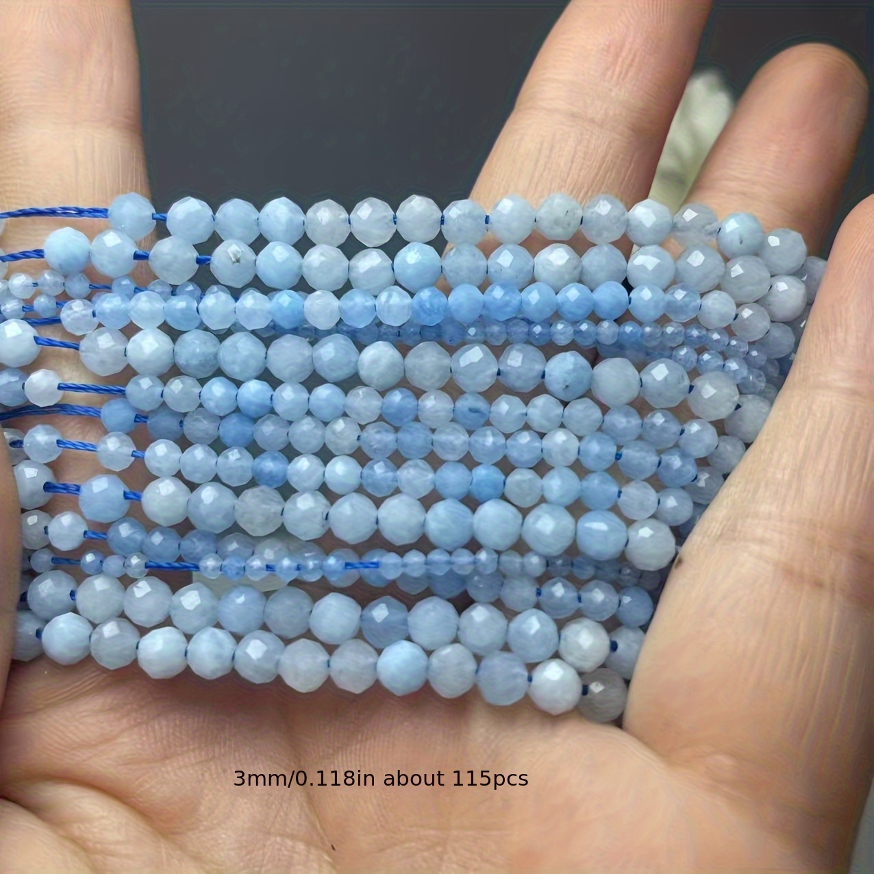 E-shop 2/3/4mm Natürliche Aquamarin Facettierte Glänzende Perlen mit Geschnittenen Kanten – Ideal für DIY-Schmuckherstellung, Armbänder, Halsketten und