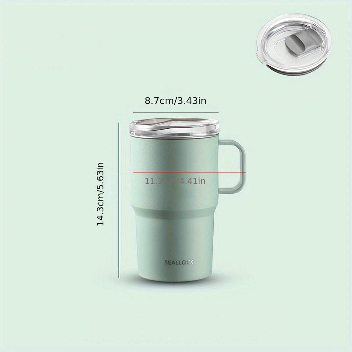 TEMU 1pc 1pcs Stainless Steel Travel Mug With Lid & Handle - Heavy-duty Matte Coffee Tea Cup Suitable For Camping, Driving, Office, Gym
