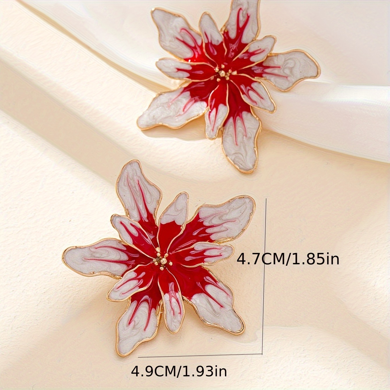Vintage Bohemian Double Layer Floral Earrings Red & Blooms