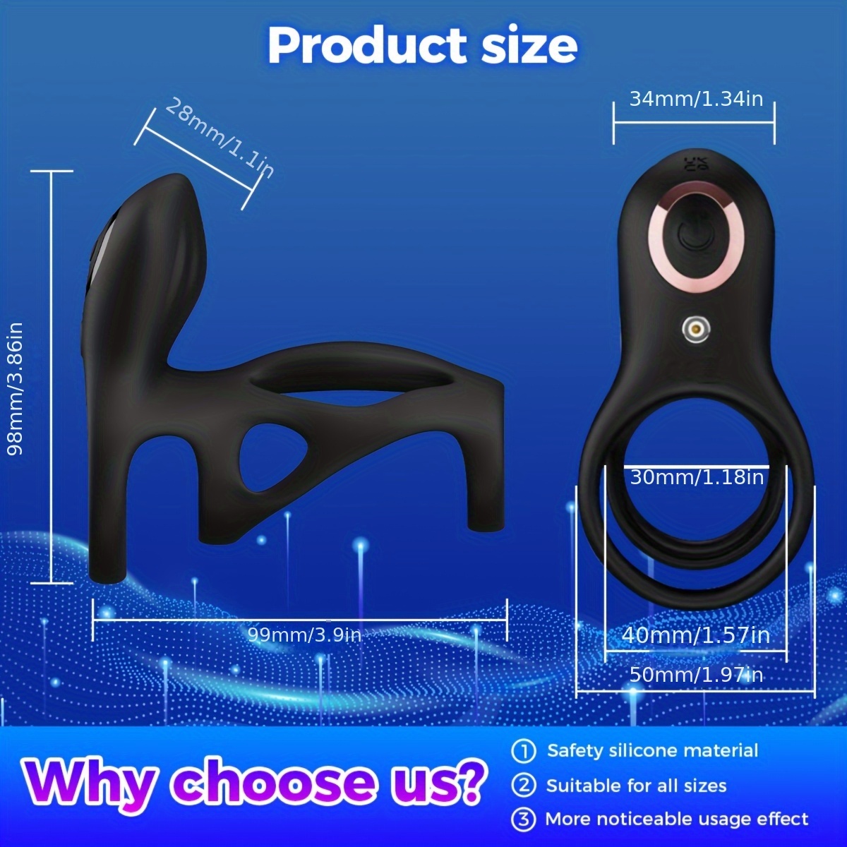 Male Cock Ring with 2 Motors and 10 Modes Vibrator - Image 4