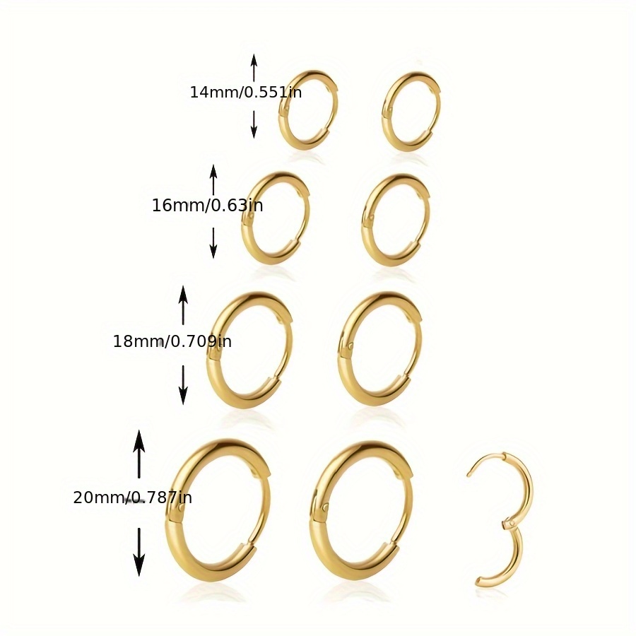 TEMU Ensemble de 4 paires de boucles d'oreilles à cercle pour hommes et femmes, hypoallergéniques en acier inoxydable 316L 316 316 316 316,