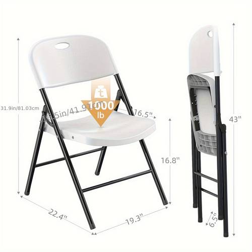 4 pack 650 weight limit heavy duty plastic folding chair with reinforced for indoor and outdoor wedding party restaurant meeting room patio and garden