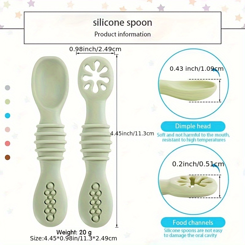 Set Pappa Bambini, Posate In Silicone, Cucchiaio Morbido A Doppia