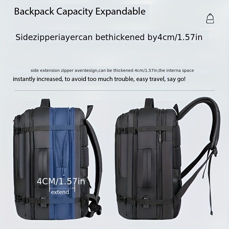 Mochila Grande Para Portatil De Viaje, Expandible, 45l, Moch