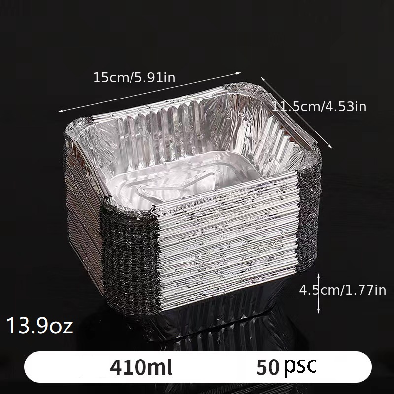 50pcs Rectangular Tin Foil Tray Tin Foil Boxes Thickened Bowl For Bbq Take  Out Commercial Baking Disposable Aluminum Foil Boxes - Industrial &  Commercial - Temu