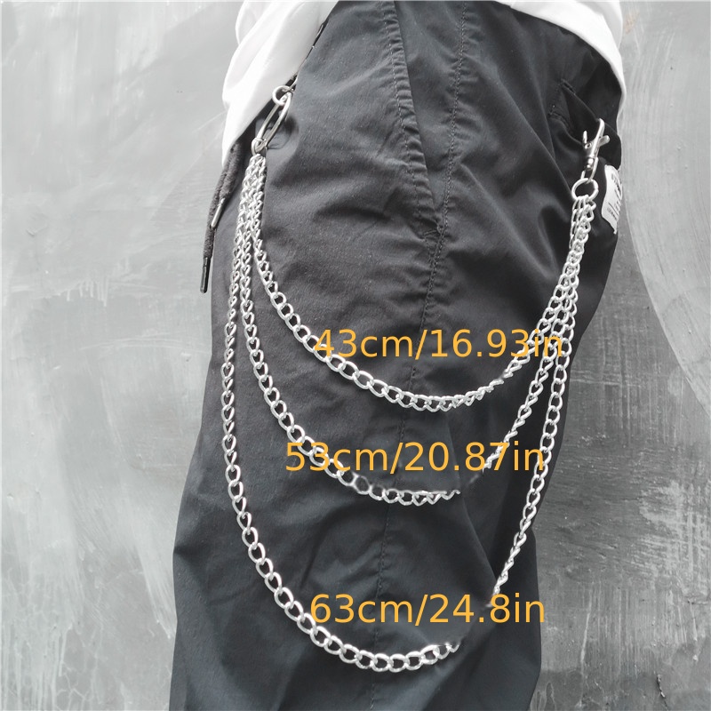 Long Metal Belt Chain Rock Punk Hook Trousers Pant Waist Link Metal Wallet  Chain Keychain Ring Clip Keyring HipHop Jewelry