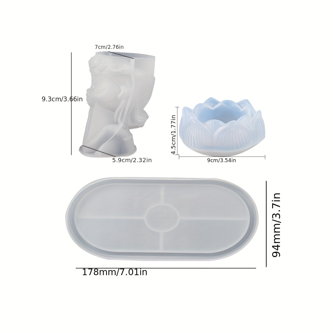 TEMU 3pcs Silicone Vase Mold Set - Floral Arrangement & Home Decor - Create Elegant Pastel Vases For Cement, Plaster, Resin, And Clay - Perfect For