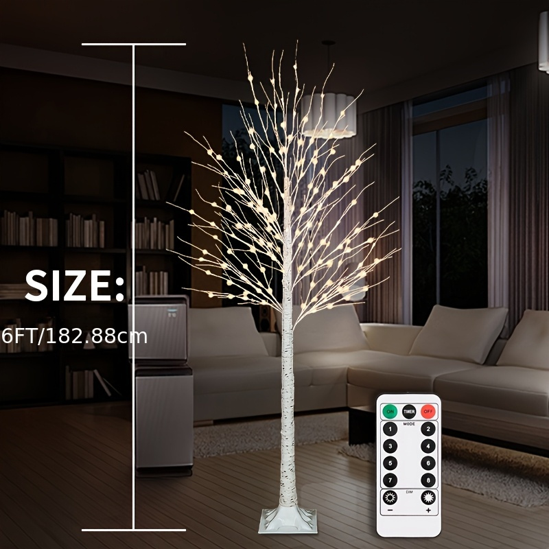 TEMU 6ft/5ft/3ft/2ft Artificial Birch 6ft Tree Lights For Indoor Decoration, Halloween, Easter, Christmas, New Years Major Festival Scene, Festival