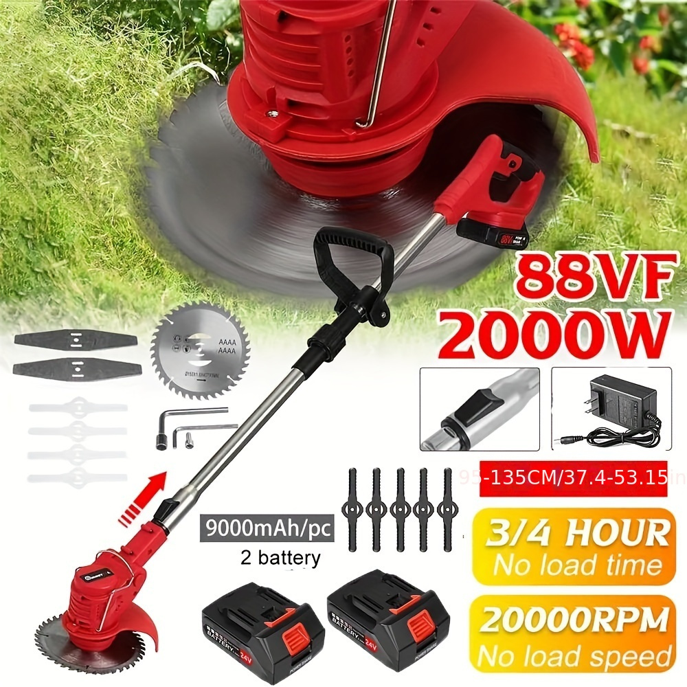 TEMU 24v Cordless Electric Brush Cutter Lawn Edger Grass String Trimmer