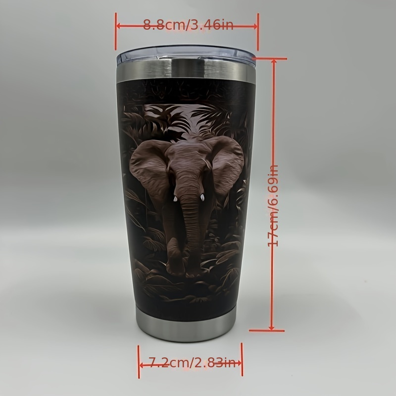 Elephant Tumbler With Straw And Lid, Stainless Steel Insulated