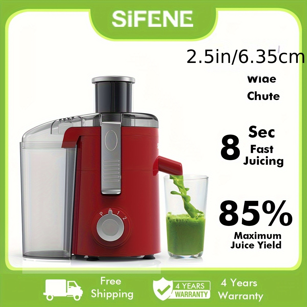TEMU Sifene Juicer Machines 3-in-1 Juicer & Smoothie Maker, Centrifugal Juicers For Whole Fruits/veggies, Bpa-free Blades & Reverse Function, Easy-