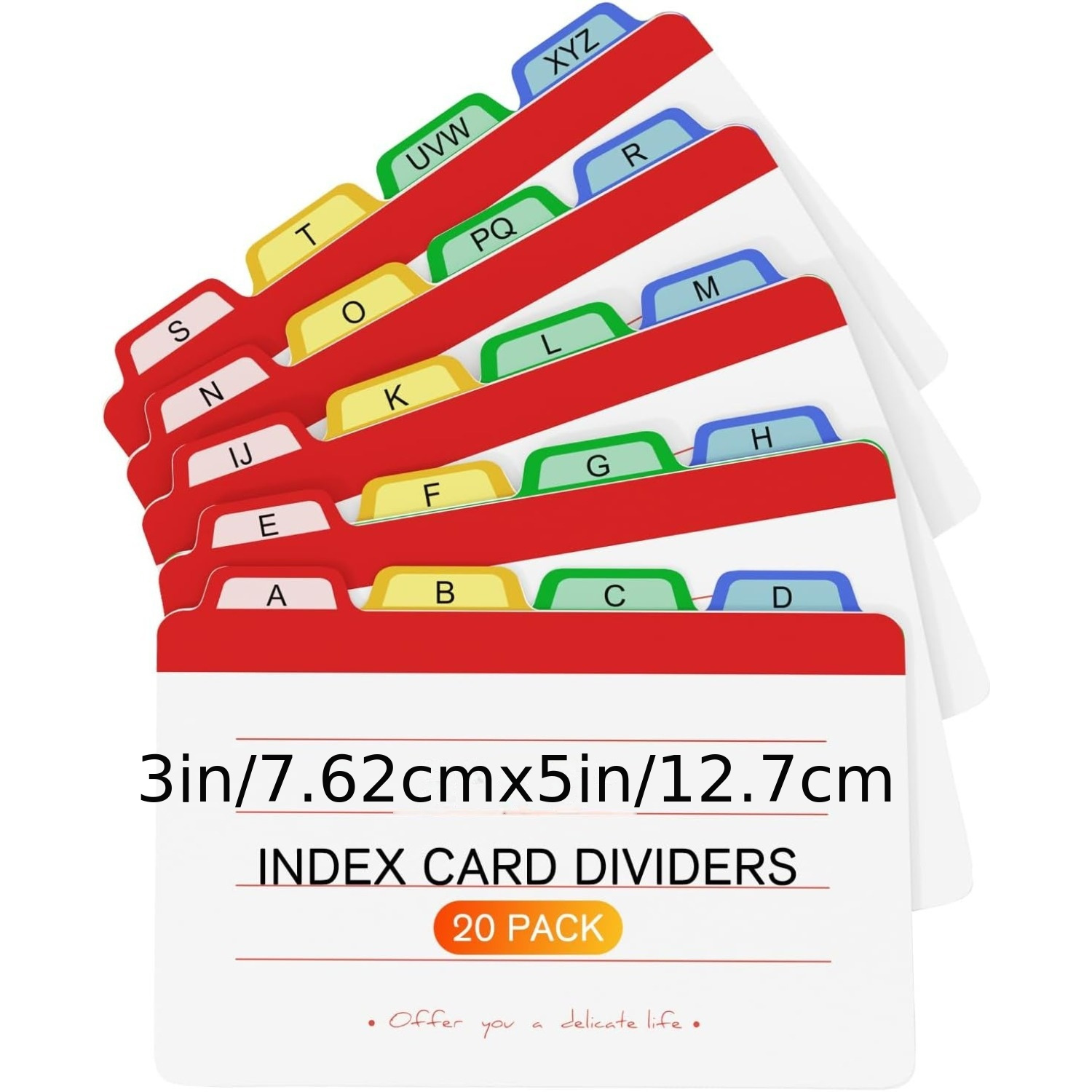 Koogel 25PCS Index Card Dividers 3x5, Index Card Guides