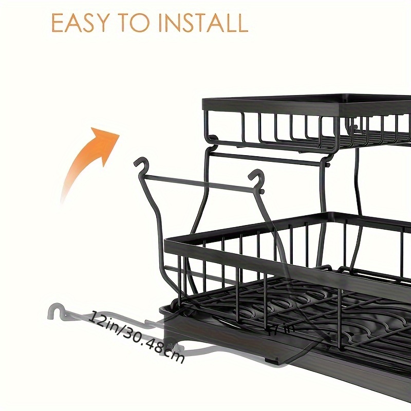2 tier dish drying   large stainless steel dish rack for kitchen counter dish rack with   detachable carbon steel kitchen organizer for dishes cups cutlery space saving kitchen organizers and storage mothers day gift Product details 4