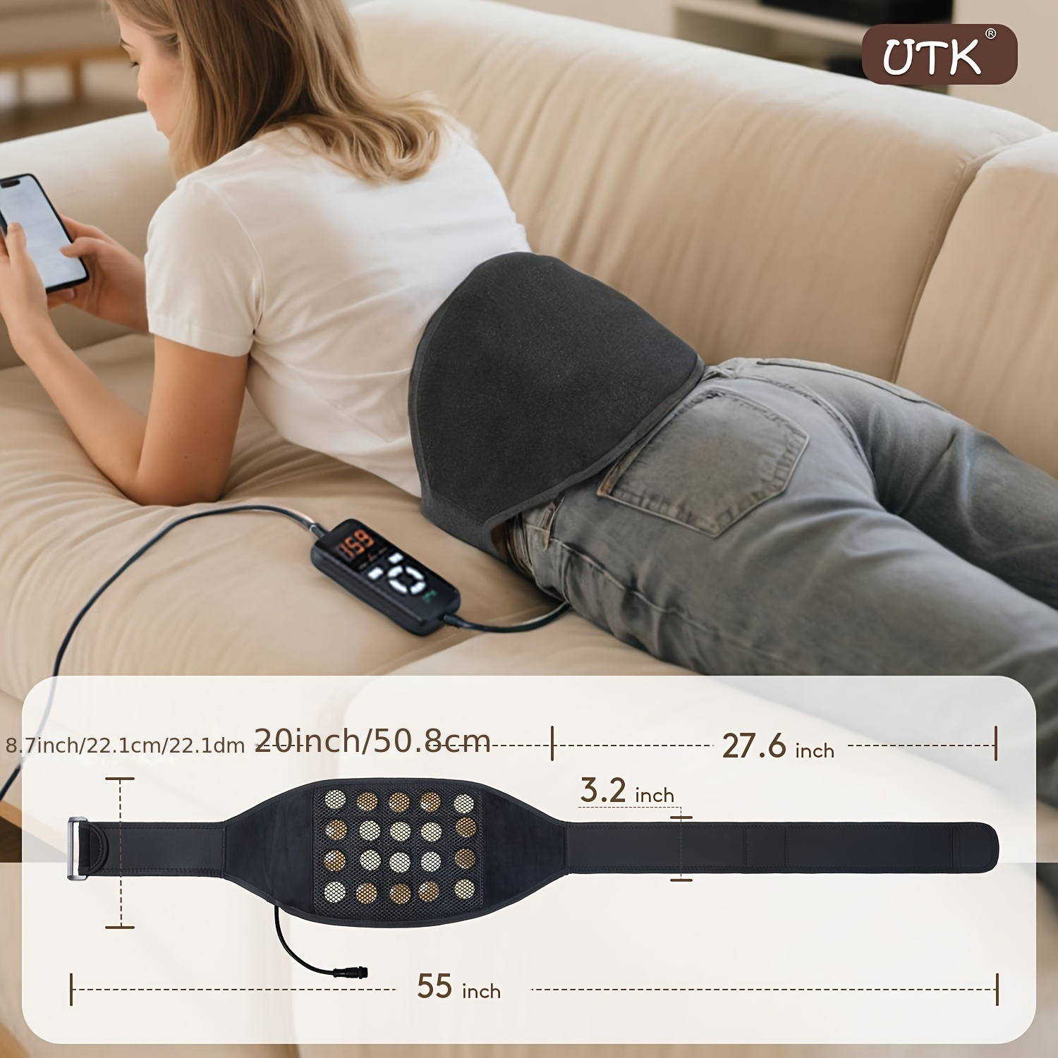 utk heating pad with massager for back portable lower back massager heating pad wearable heating pads for cramps with heat auto off birthday gifts for mom dad 58 Product details 1