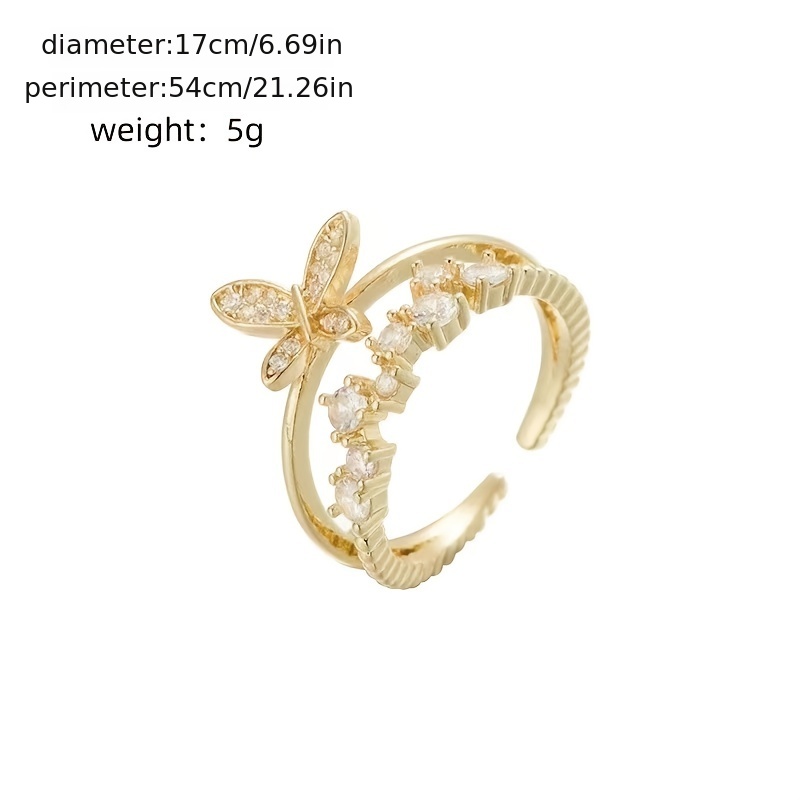 2023 New Butterfly Diamond Rings Personality Gift's Women's Fashion Rings  Creative Rings Negativity Rings That Break (A, 8) A 8