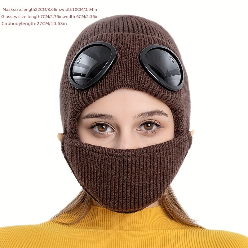 Unisex Winter Hat With Goggles Detachable Windproof - Temu